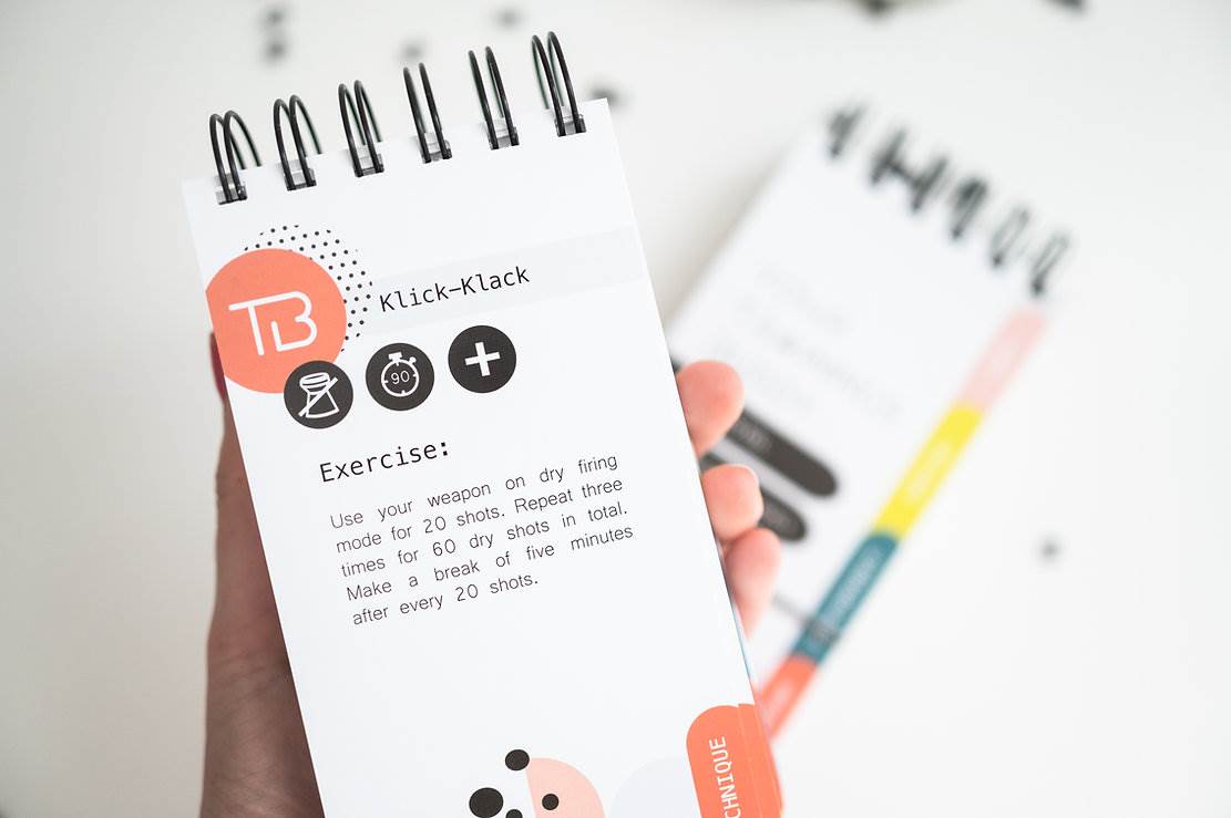 Bok med övningar för skytteträning, pistol