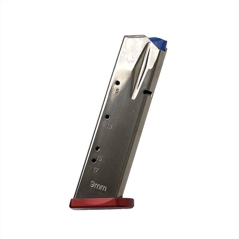 Magasin CZ Shadow 2 Target nickel 17-sk 9 mm röd alu mag botten