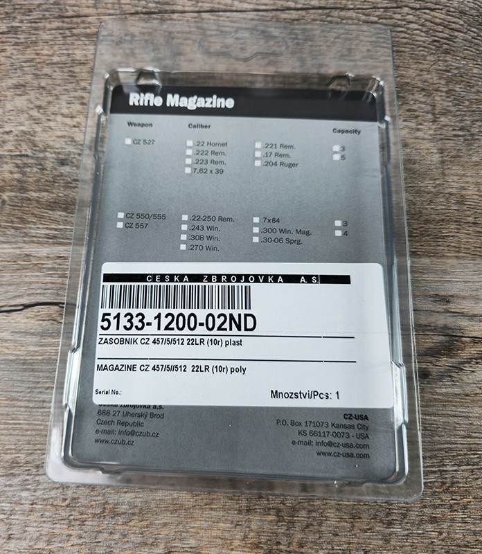 Magasin CZ 457/5/512 .22LR (10r) polymer back