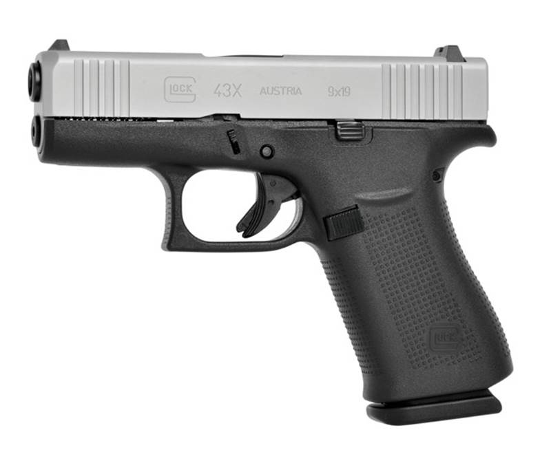 Glock 43X FS silver slide, generation 4, 9 mm.