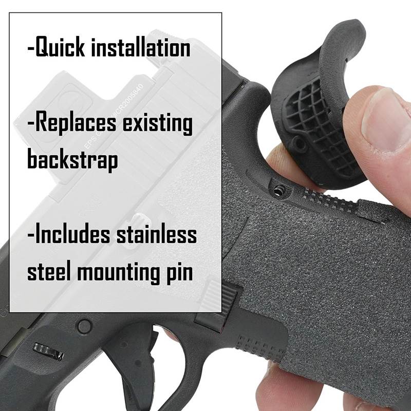 Kolvbaksida Backstrap Red. Angle/Shock Abs. LOK Grips Glock 43/48 install