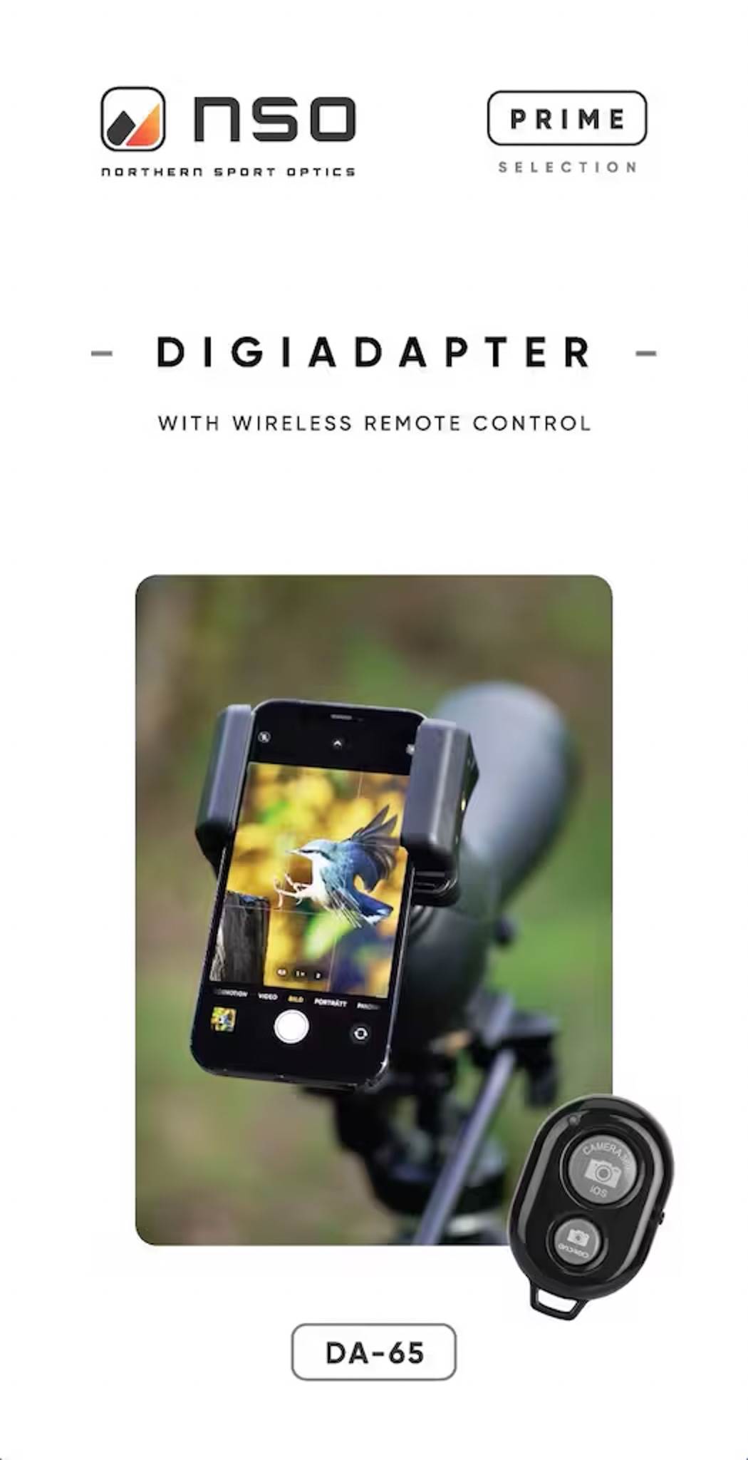 Digiscoping universal mobilhållare för tubkikare med fjärrkontroll