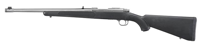 Gevär Ruger modell 77 kaliber .357 Magnum rostfri med gängad pipa, från sida