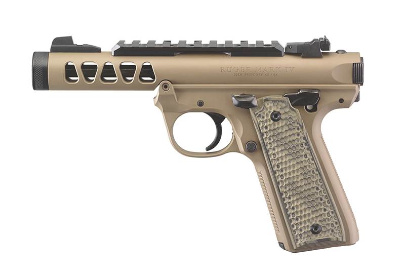 Pistol Ruger MKIV 22/45 Lite FDE .22LR vänster sida