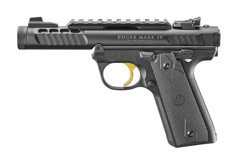 Pistol Ruger MKIV 22/45 Lite Black Anodized .22 LR gängad pipa, picatinny, vänster sida