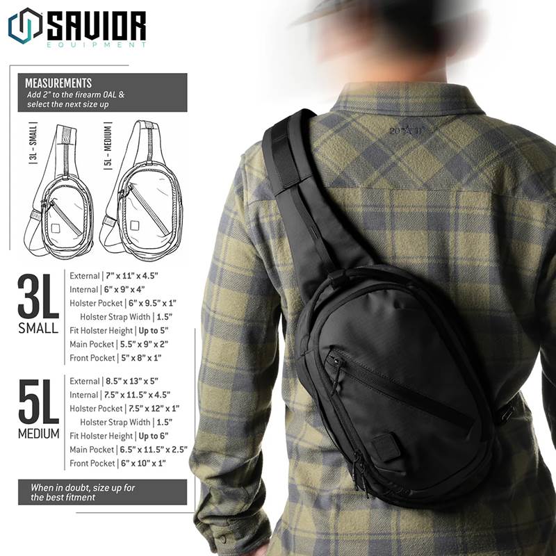 Väska Savior Equipment Obscura CCW Sling Bag 5L Medium Svart