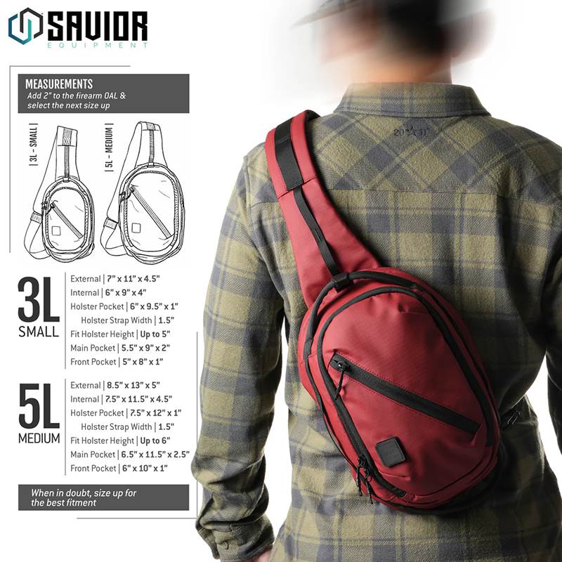 Väska Savior Equipment Obscura CCW Sling Bag 5L Medium Röd