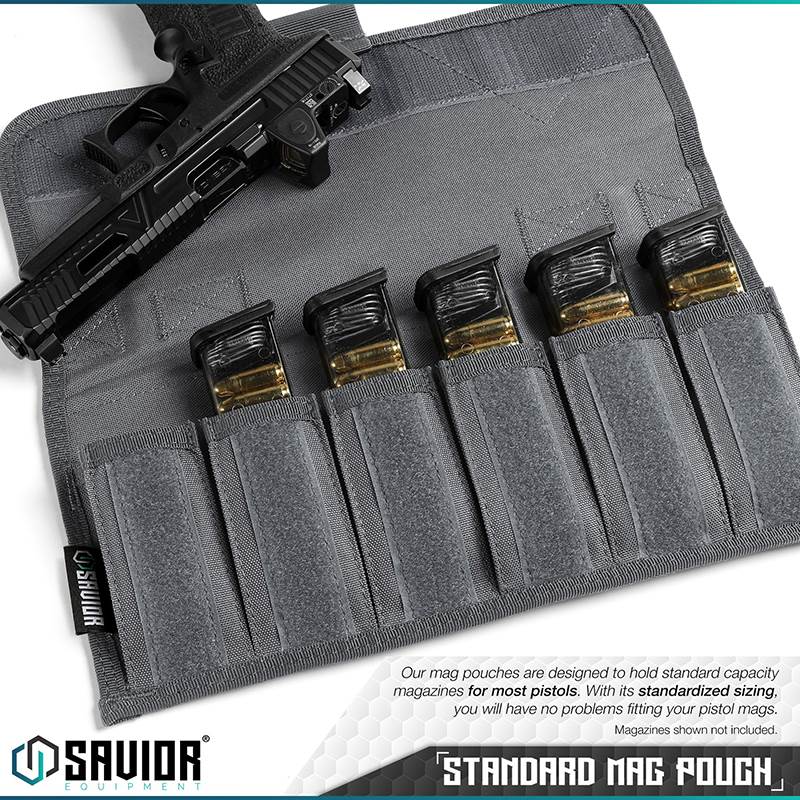 Väska Savior Equipment Pistol Mag Pouch w/ Sling Grå