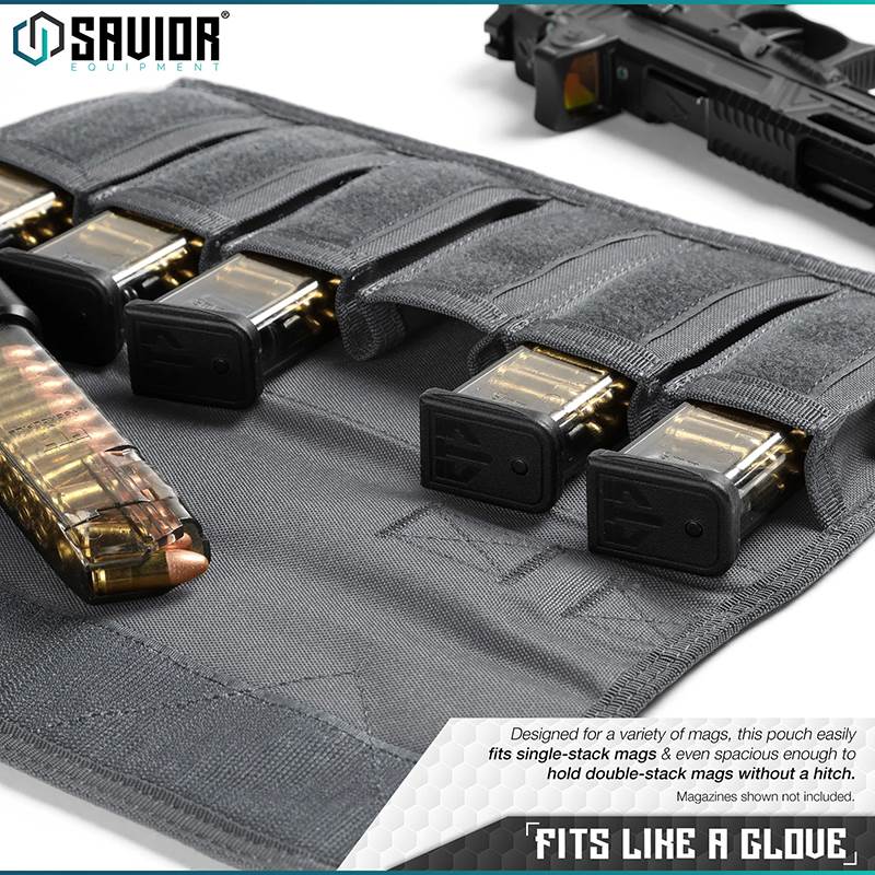 Väska Savior Equipment Pistol Mag Pouch w/ Sling Grå