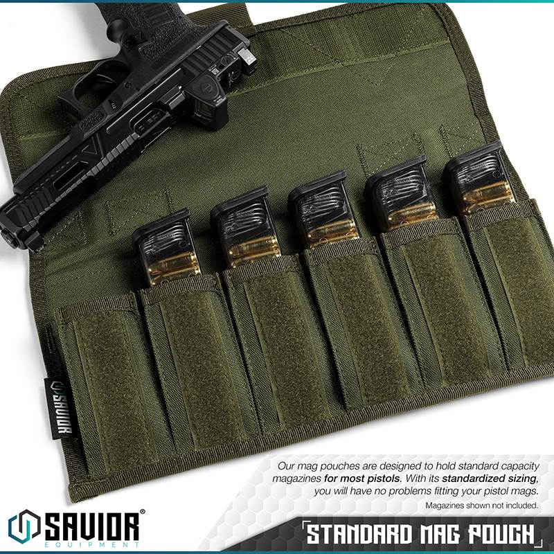 Väska Savior Equipment Pistol Mag Pouch w/ Sling Grön