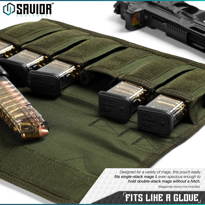 Väska Savior Equipment Pistol Mag Pouch w/ Sling Grön