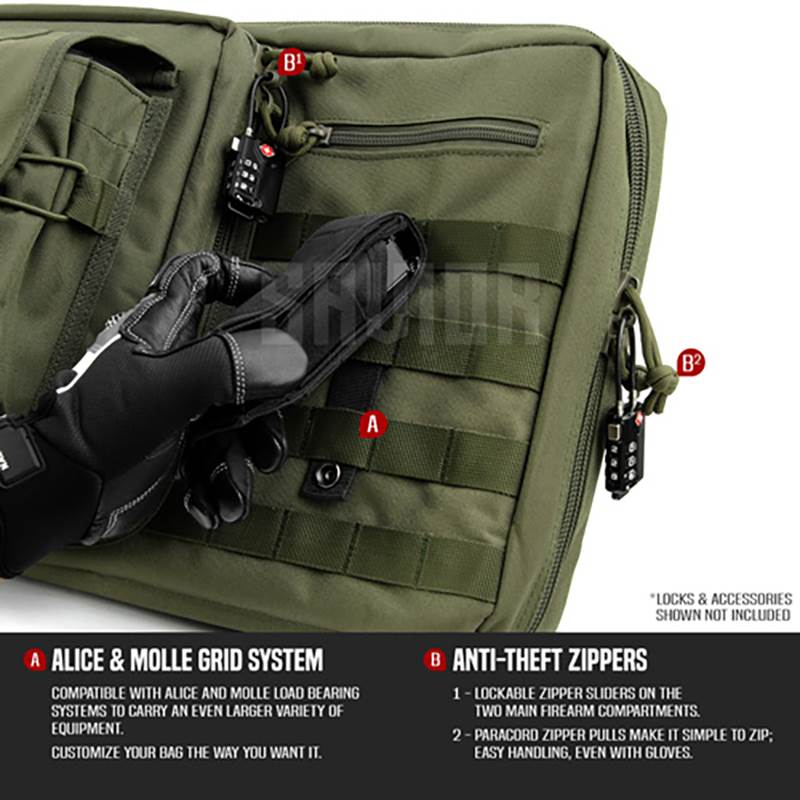 "Väska Savior Equipment American Classic 46"" Double Rifle Case Grön"