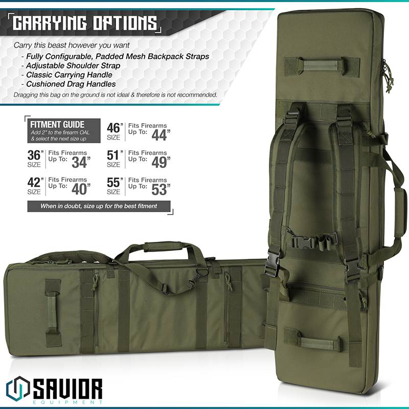 "Väska Savior Equipment Urban Warfare 46"" Double Rifle Case Grön"