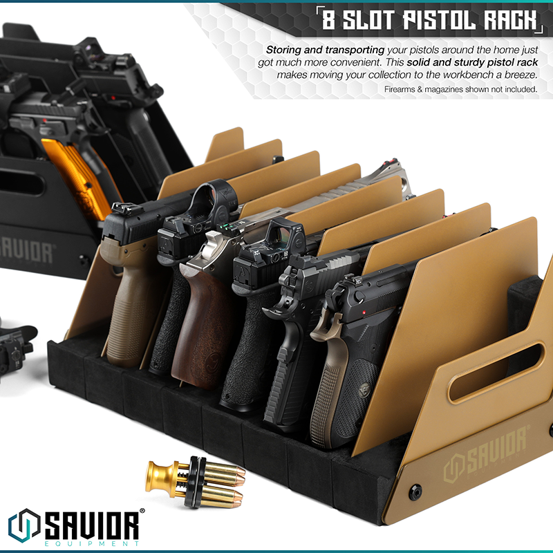 Väska Savior Equipment Pistol Rack 8-slot Brun