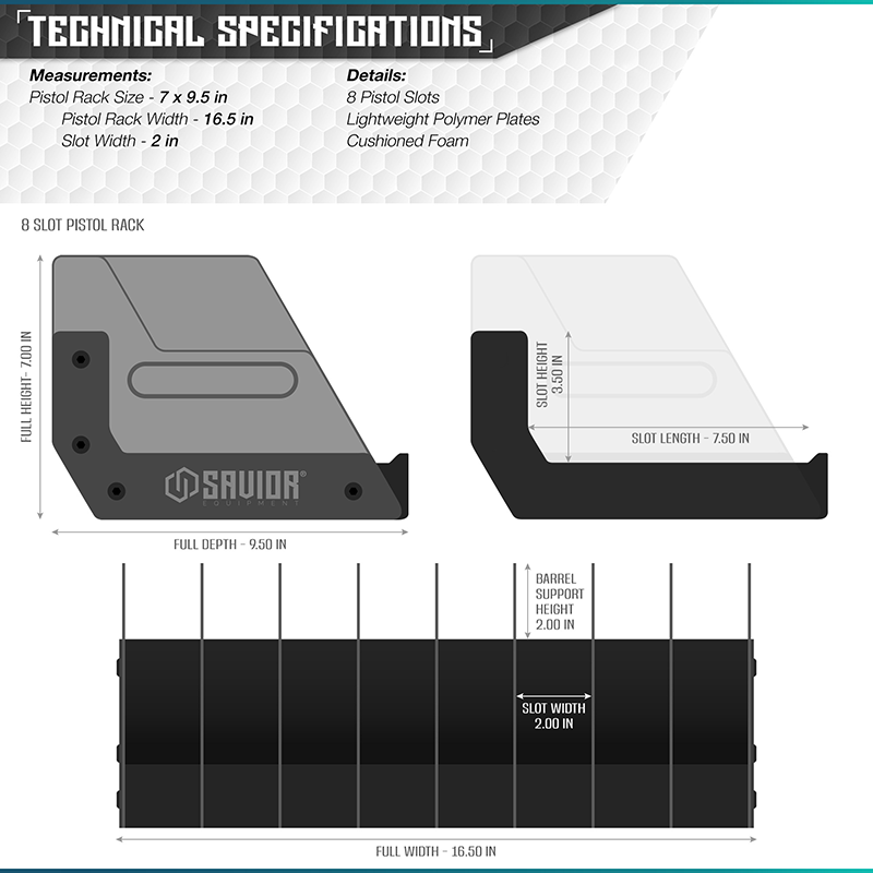 Väska Savior Equipment Pistol Rack 8-slot Brun
