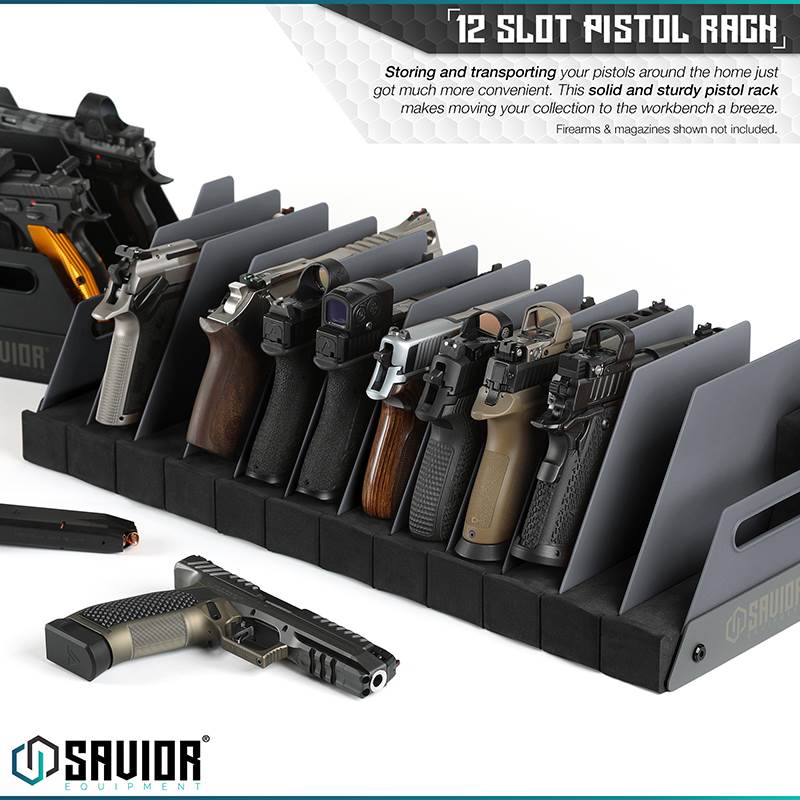 Väska Savior Equipment Pistol Rack 12-slot Grå