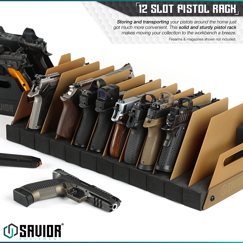 Väska Savior Equipment Pistol Rack 12-slot Brun