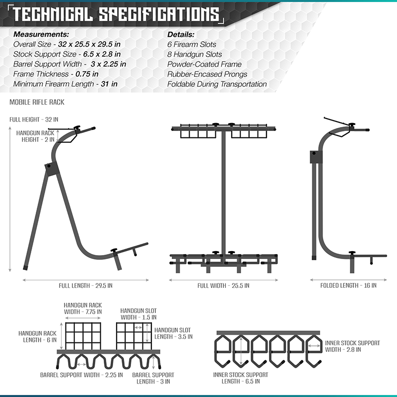 Vapenstöd Savior Equipment Mobile Firearm Rack Svart
