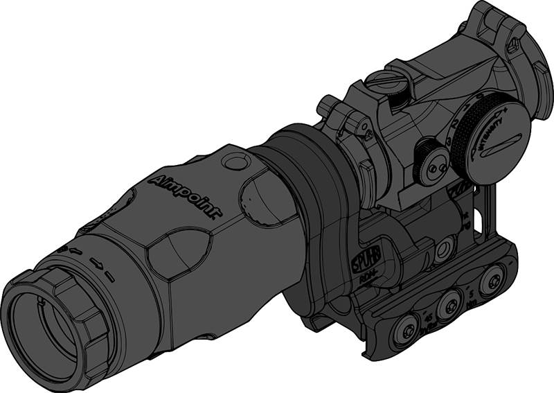 Kikarfäste SPUHR RDF-20225K Micro/CompM5 Magnifier Mount H57mm