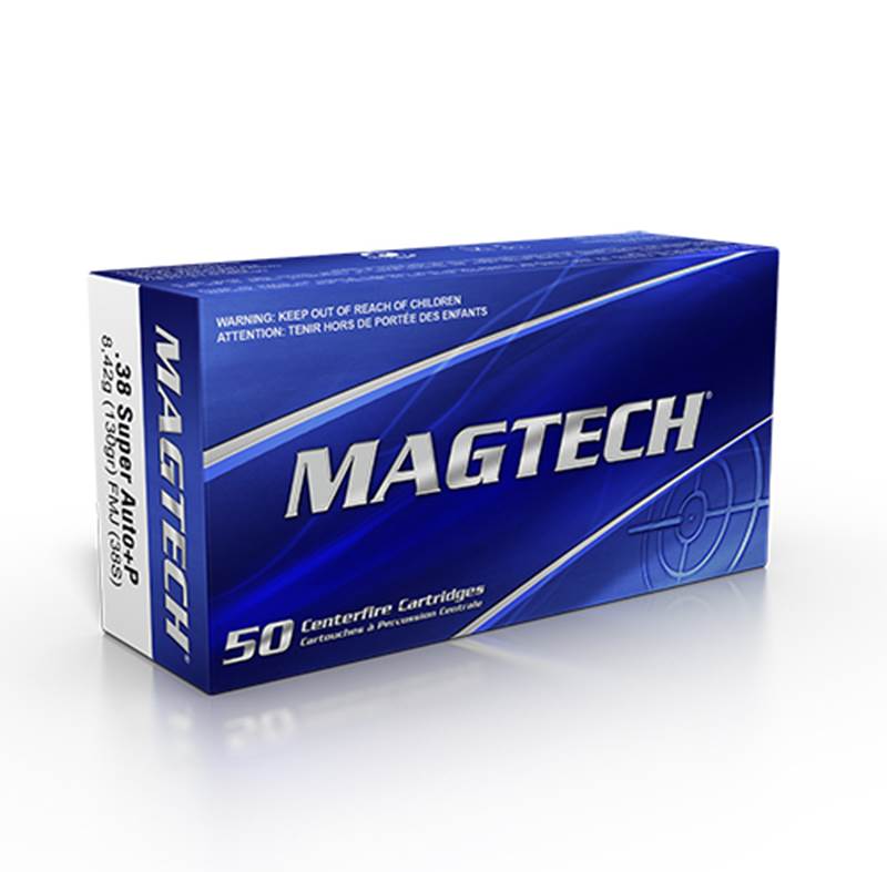 Magtech .38 Super +P 130 grs FMJ, ask med 50 patroner