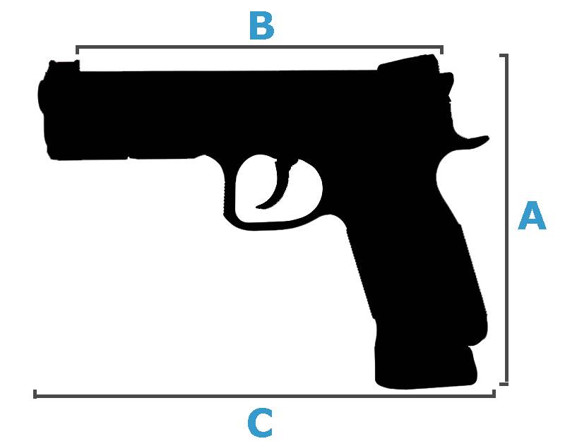 Måttabell pistol, svart