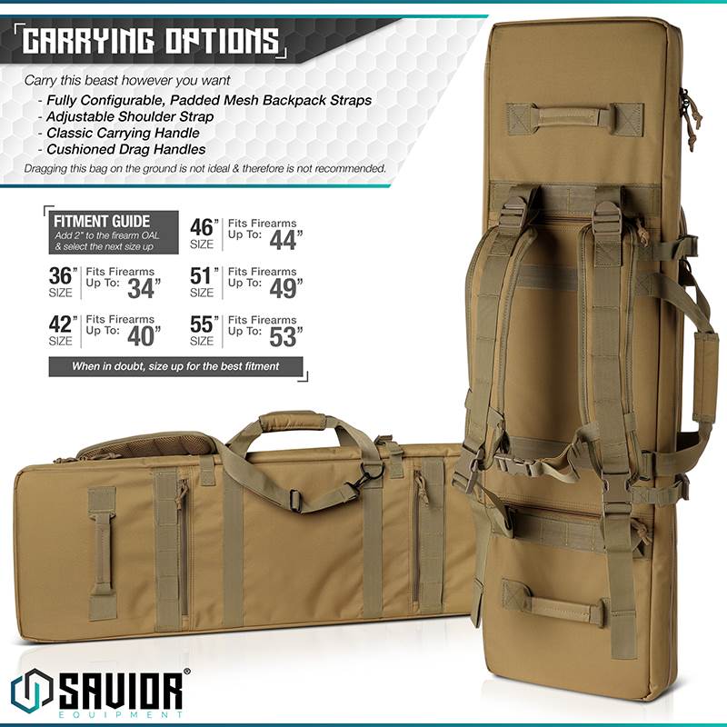 "Väska Savior Equipment Urban Warfare 55"" Double Rifle Case Brun"