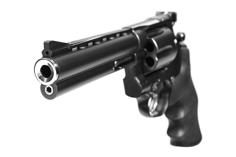 "Revolver Korth National Standard, 5,25 "" .357 Magnum, framifrån"
